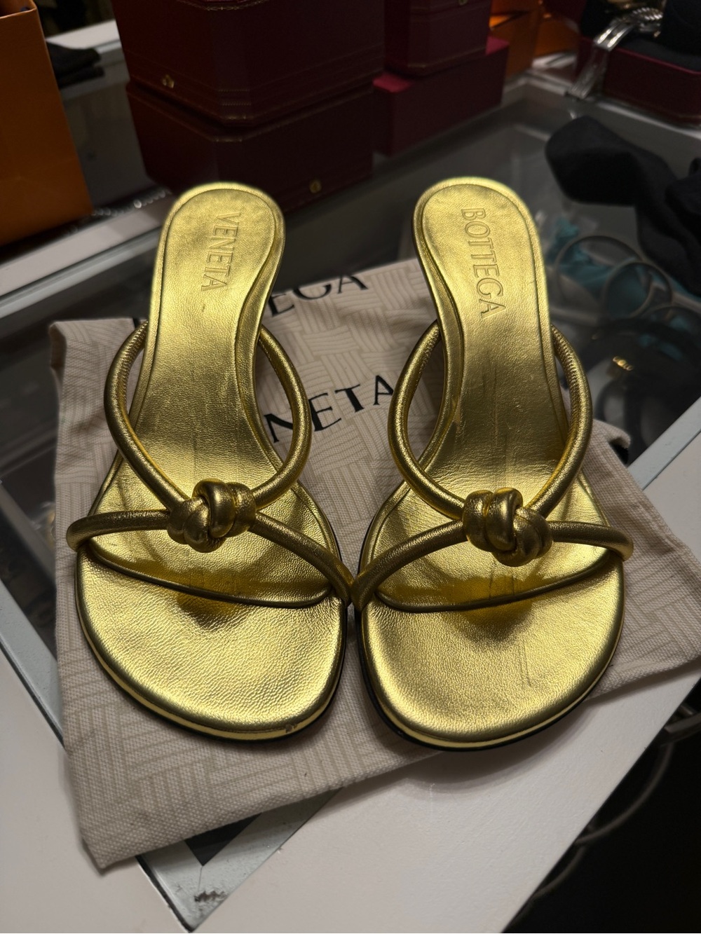 Bottega gold knot heels